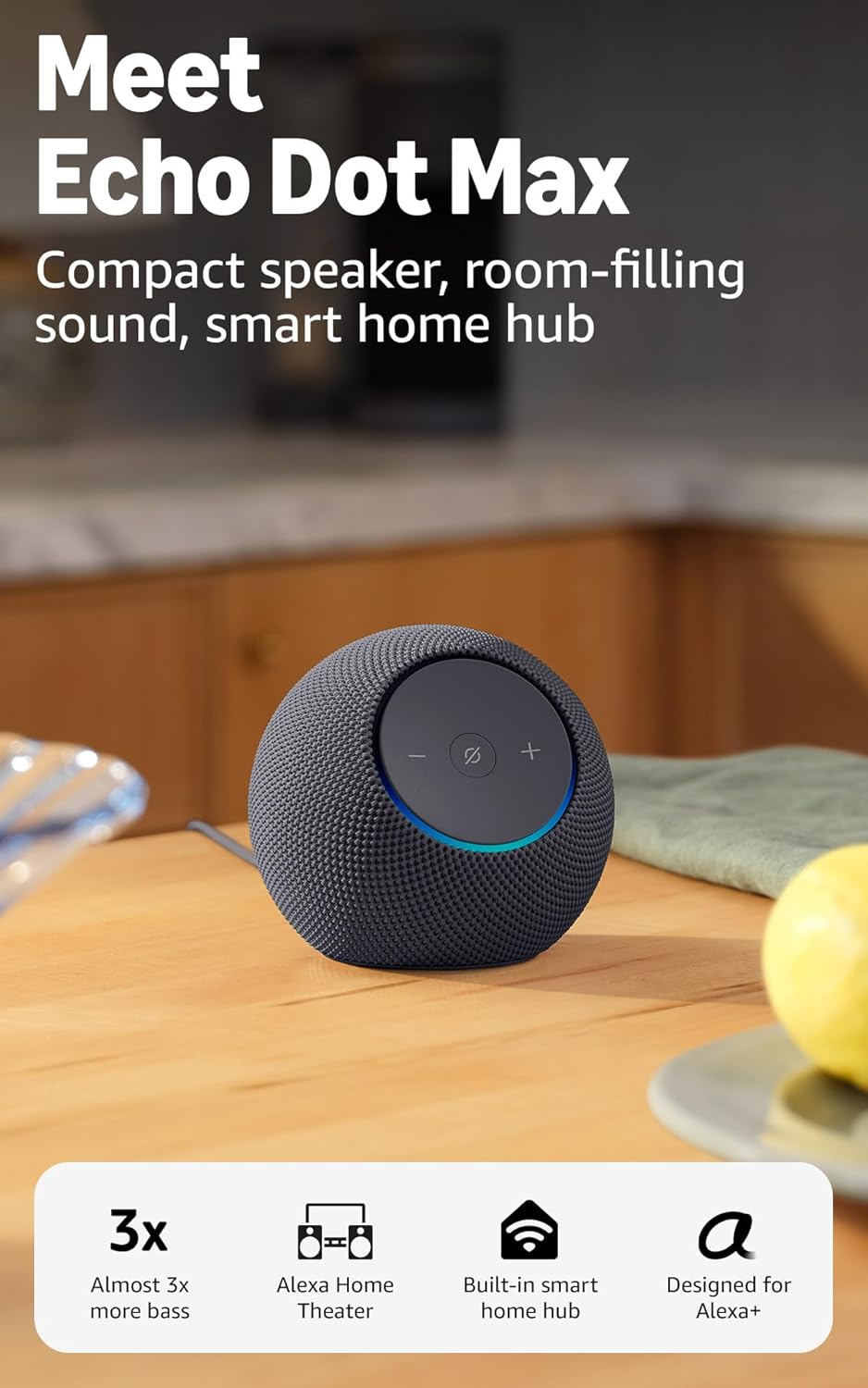 Amazon Echo Dot Max (modelo más reciente): parlante Alexa con sonid...