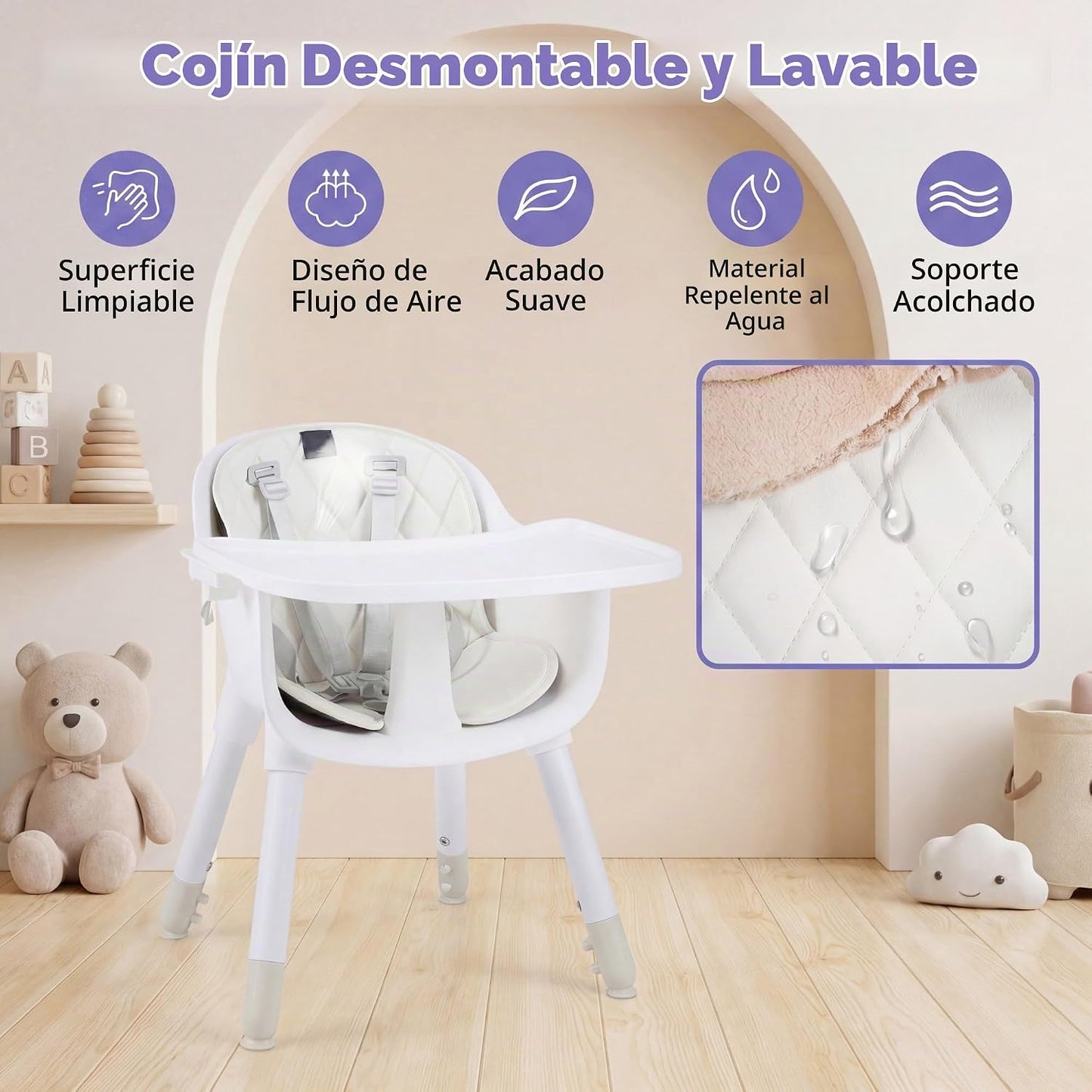 HONEY JOY Silla alta 6 en 1, silla alta convertible para bebés y ni...