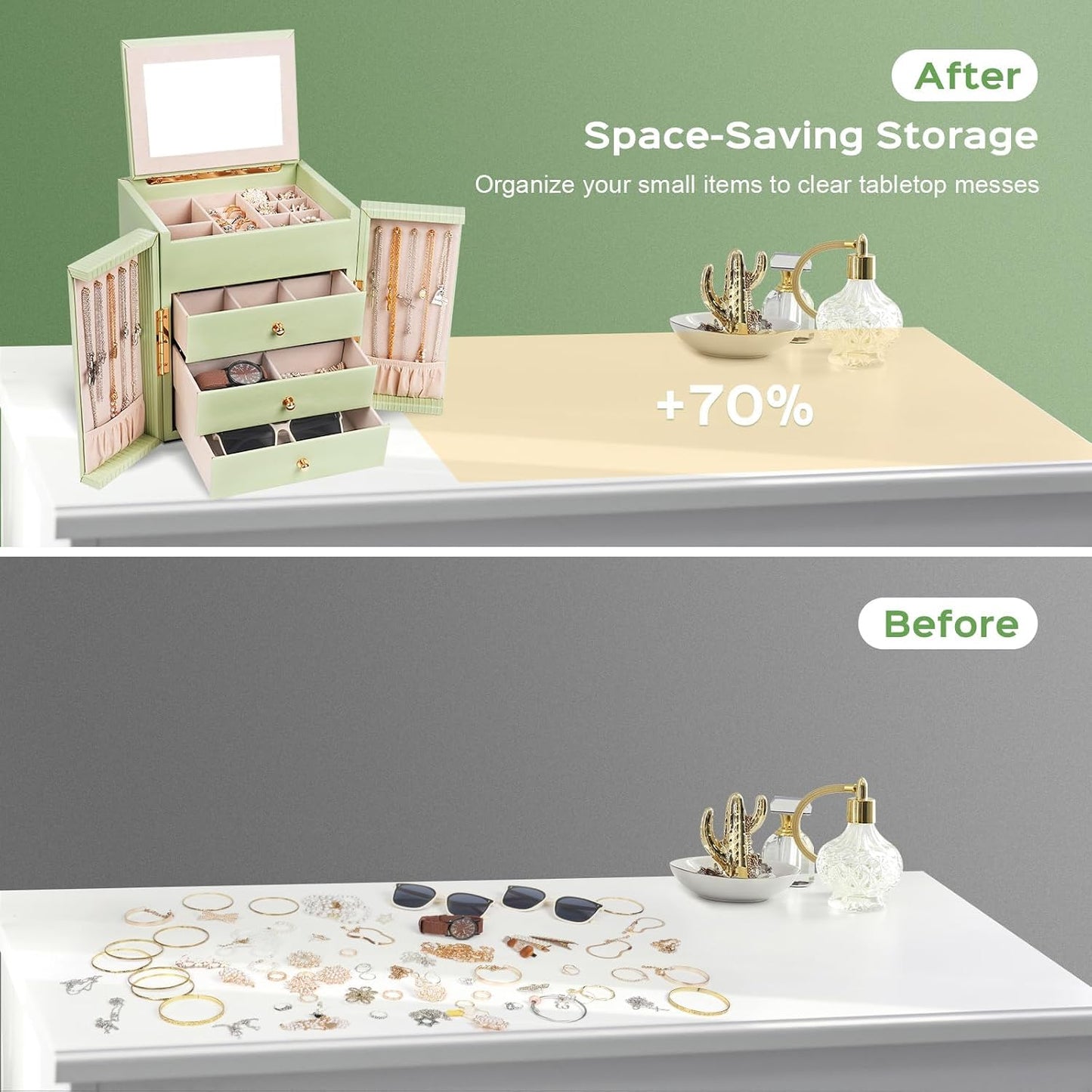 Dajasan Cajas Grandes de Joyería para Mujeres, Caja Organizadora de...