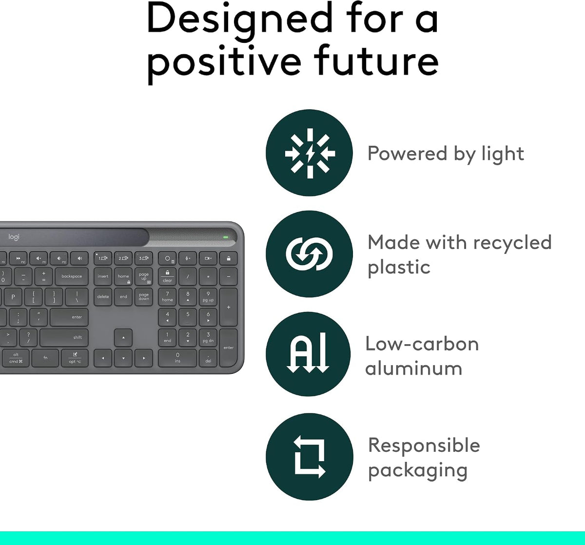 Logitech Signature Slim Solar+ K980 para teclado empresarial - Graf...