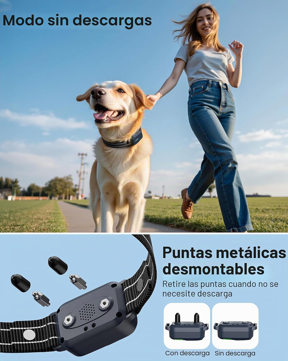 Jugbow Collar de choque para perro, collar de entrenamiento para pe...