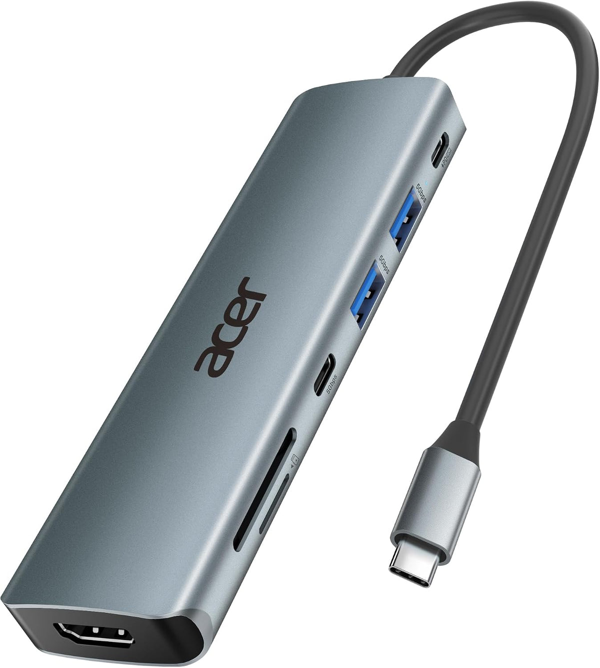 Acer Hub USB C, Adaptador Multipuerto 7 en 1 para Laptop, 4K, Divis...
