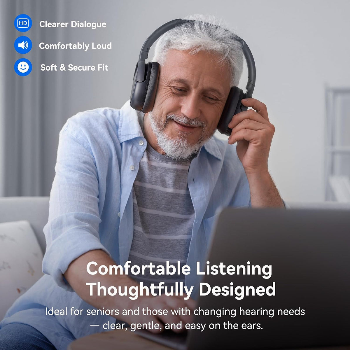 Swiitech Auriculares inalámbricos para TV con base de carga, tiempo...