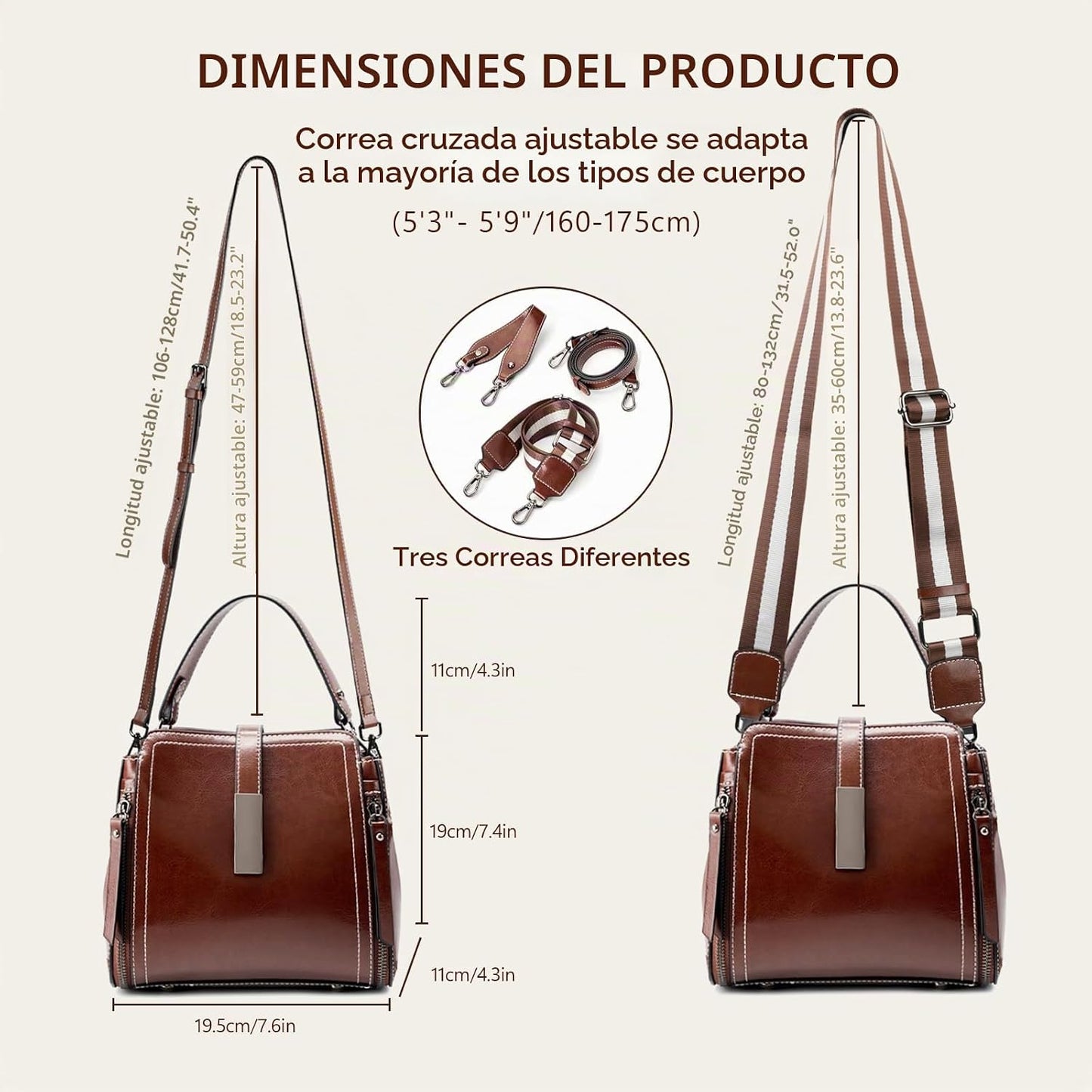 MoreFarther Bolsos cruzados de cuero genuino para mujer, bolsos de...