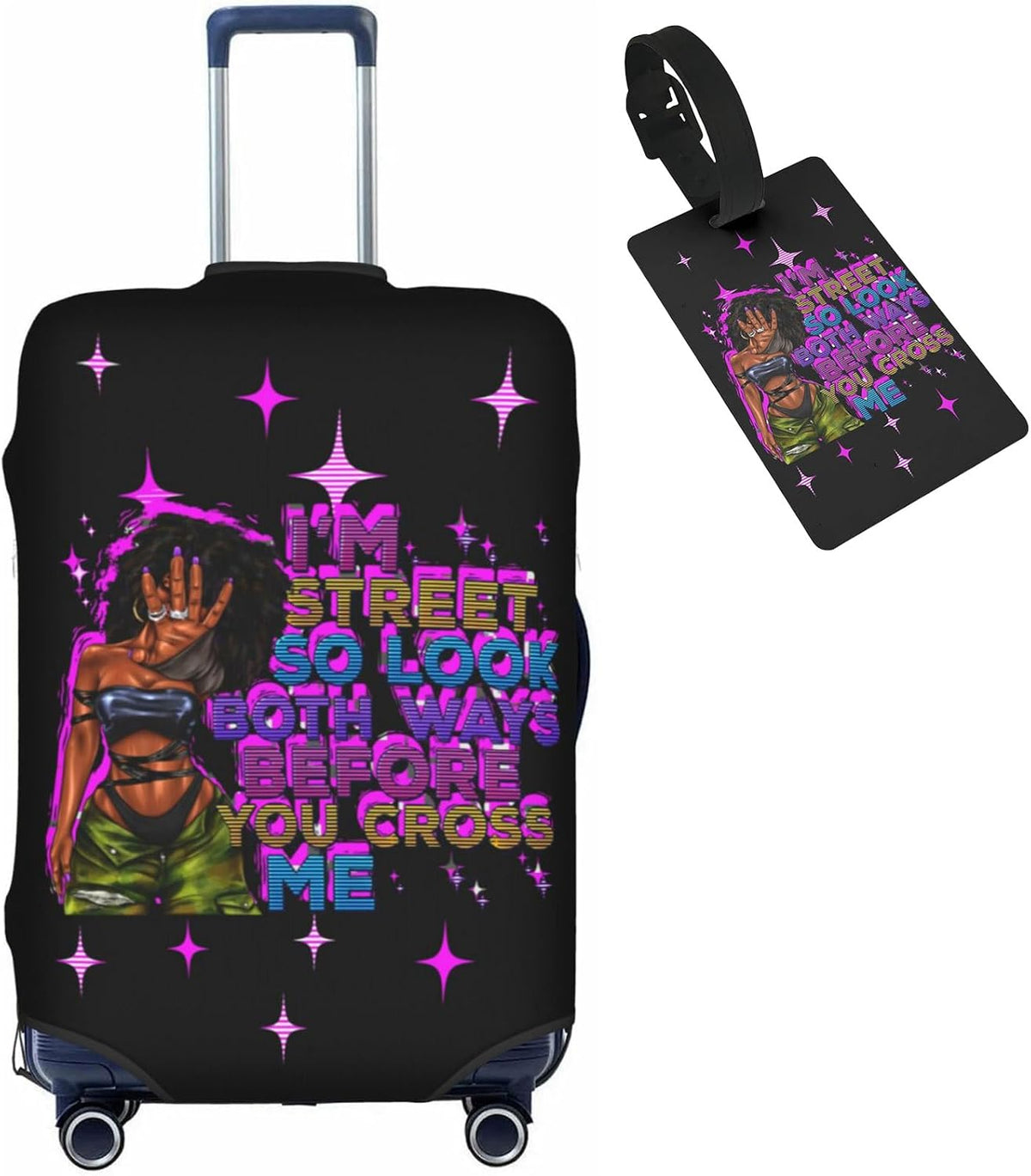 Hepmant Protector de maleta de viaje para mujer afroamericana, elás...