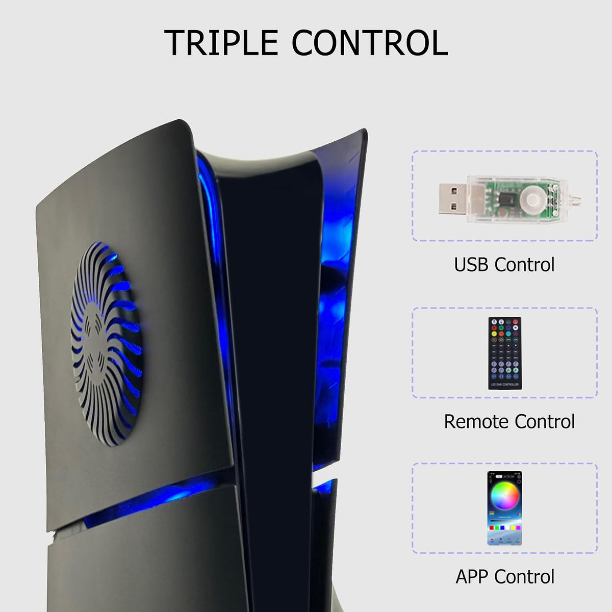 Placa Frontal para PS5 Slim Disc Edition con Tira de Luz RGB y Filt...