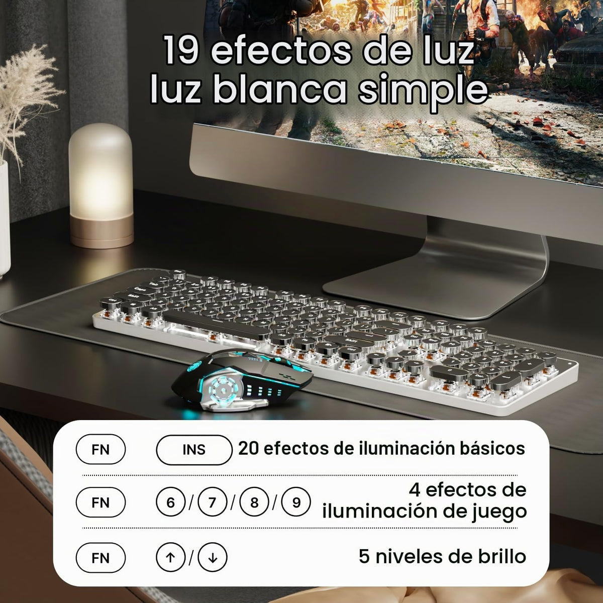 EWEADN TK950 - Teclado mecánico y ratón de máquina de escribir con...
