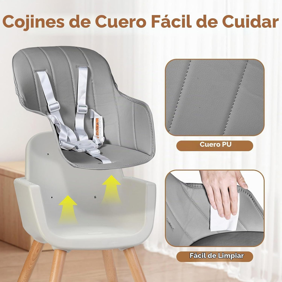 Sillas altas para bebés y niños pequeños, silla alta de madera conv...