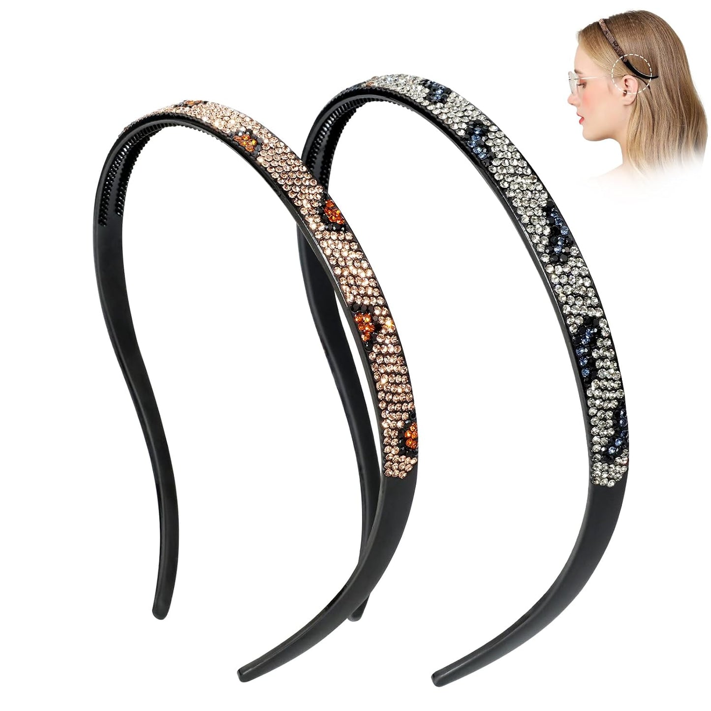 KOVOLITU Paquete de 2 diademas diseñadas para gafas, bandas para el...