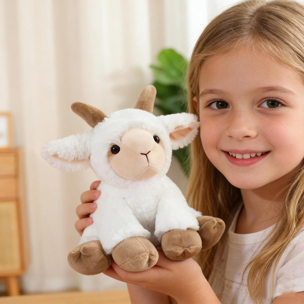 YUKOUQIAN Muñeca de peluche de cabra de 8 pulgadas para niñas y niñ...
