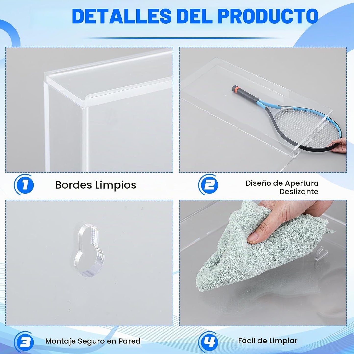 Wesiti Raqueta de tenis acrílica transparente para montaje en pared...