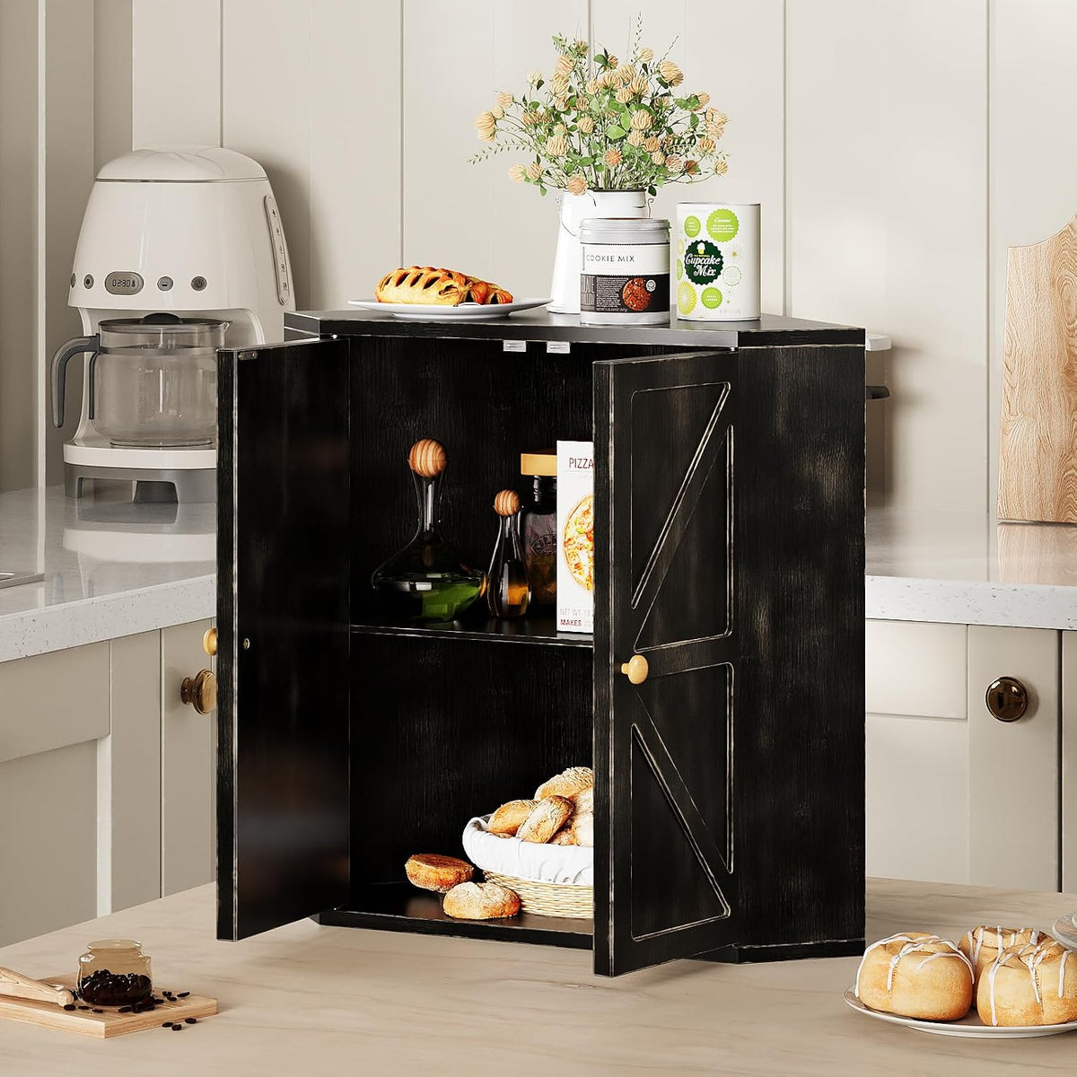 Trironsun Panera esquinera para encimera de cocina, contenedor de a...