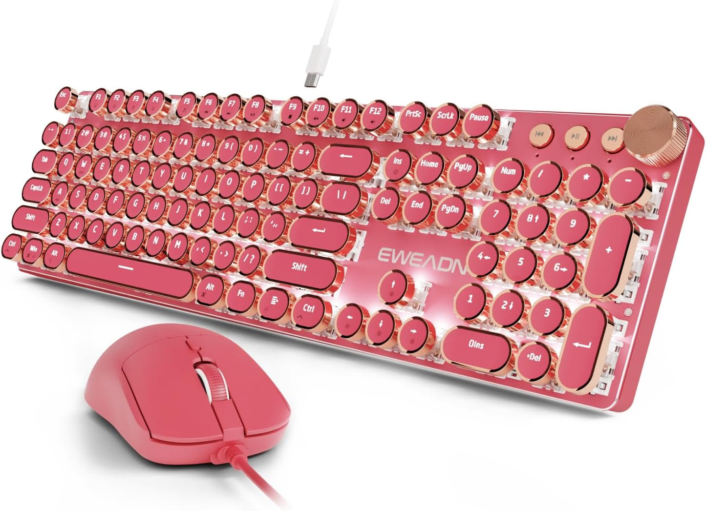 Combo de teclado y mouse con cable para máquina de escribir, interr...