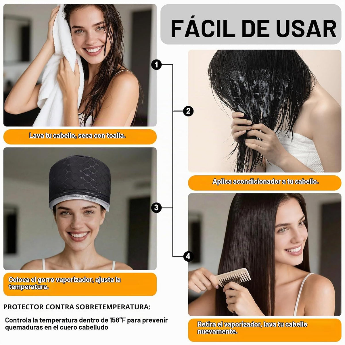 Tapa de vapor para el cabello para acondicionamiento profundo, tapa...