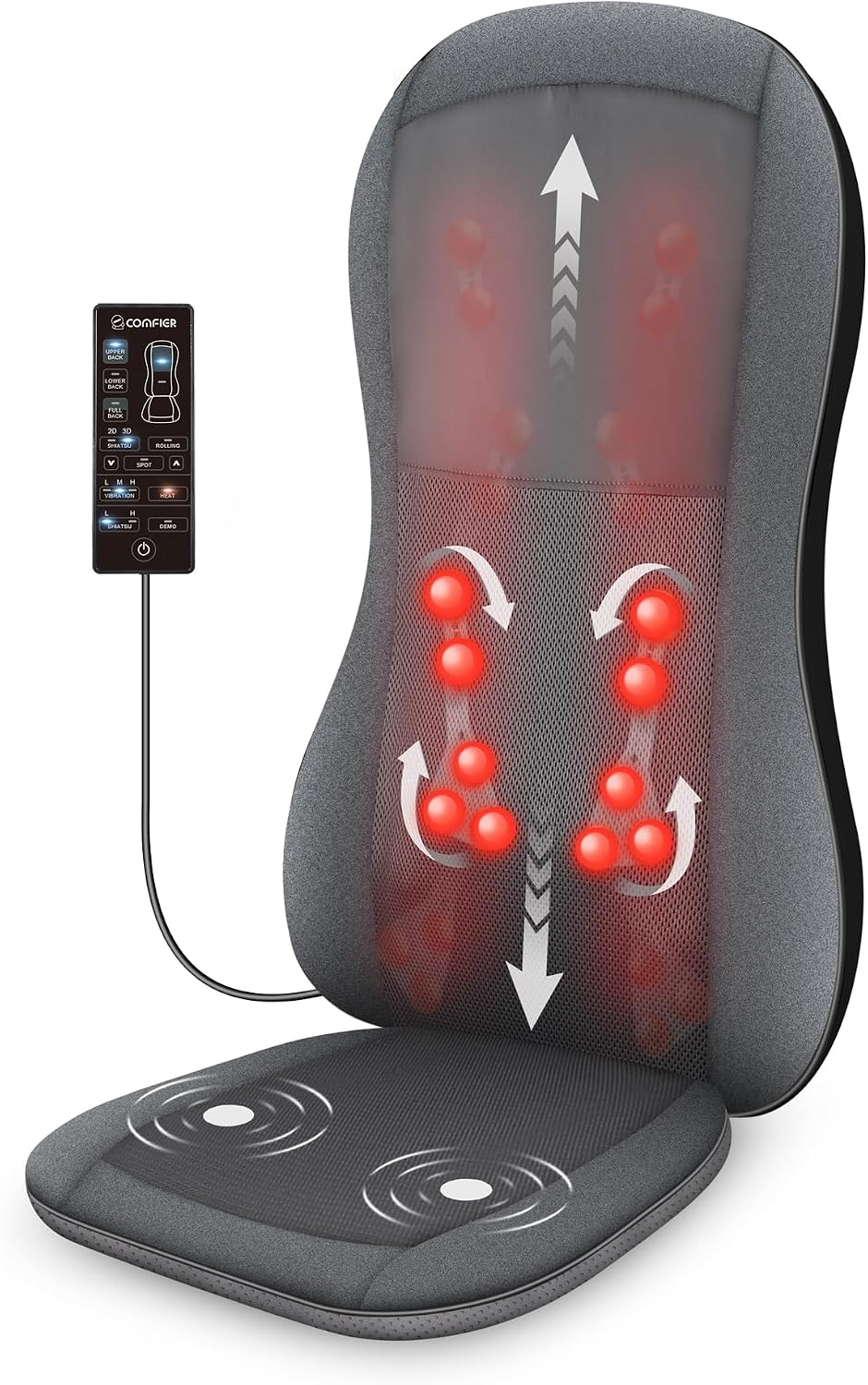 COMFIER Shiatsu - Masajeador de espalda con calor, almohadilla para...