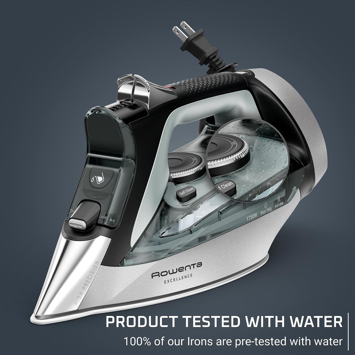 Rowenta Plancha de vapor Focus Excellence de acero inoxidable para...