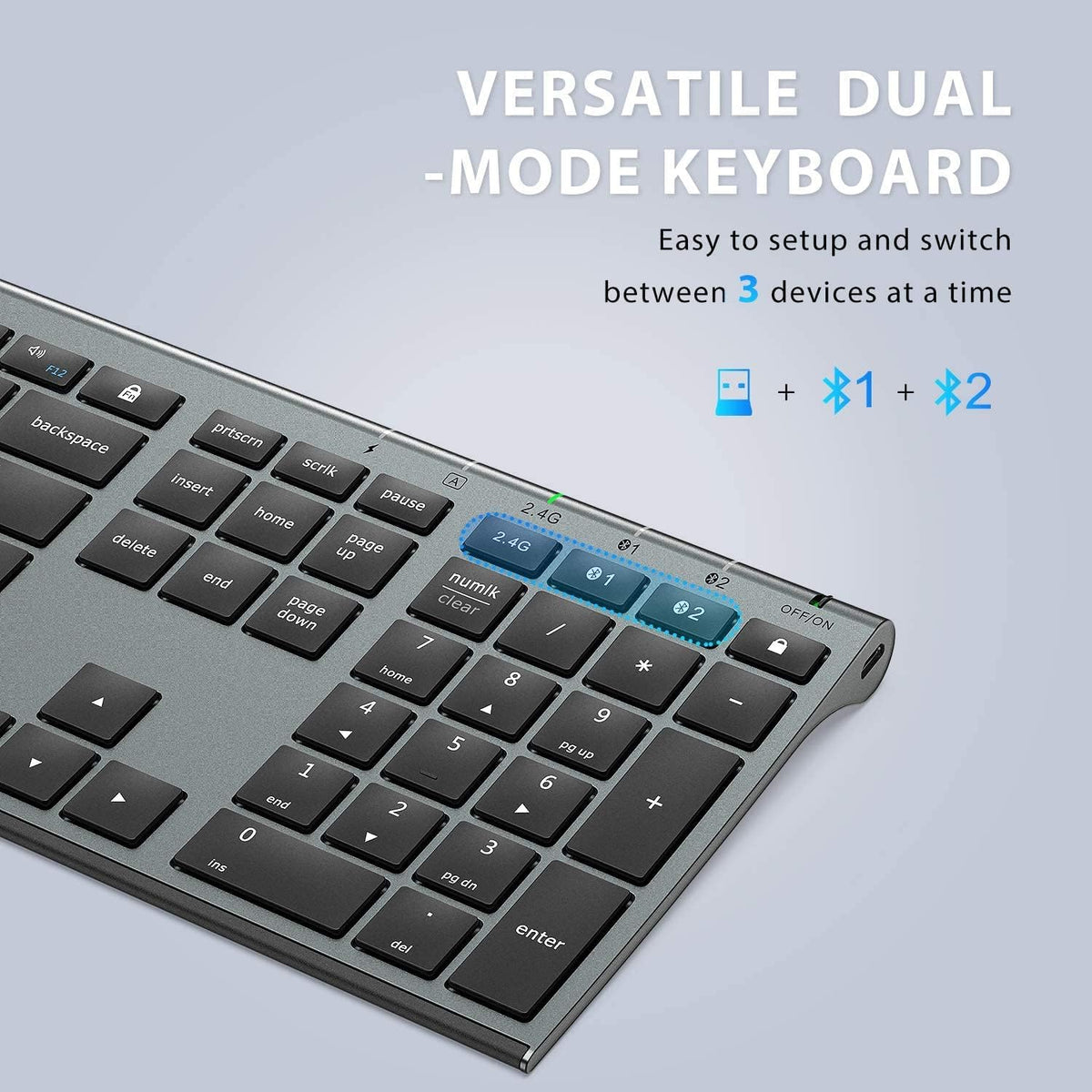 iClever Combo de teclado y mouse Bluetooth DK03, tamaño completo de...