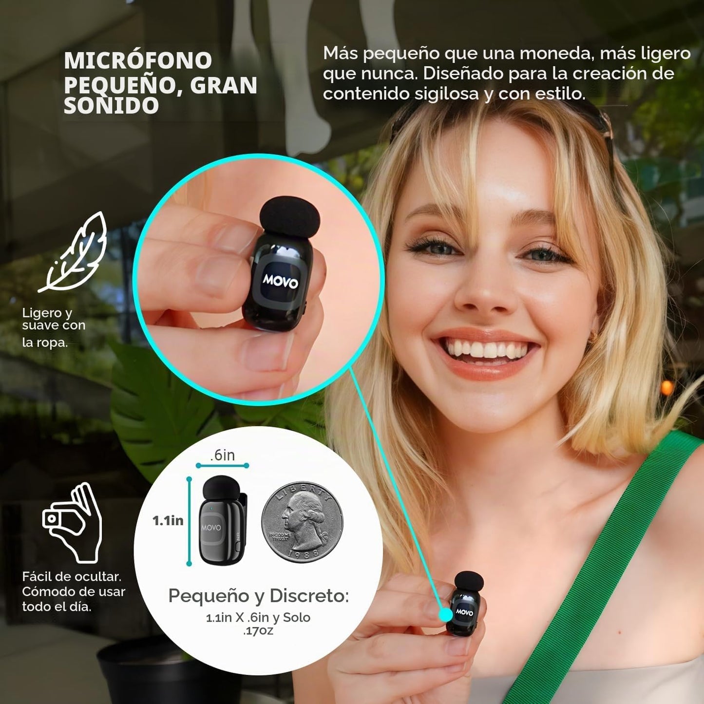 Kit de vlogging inalámbrico Movo iVlogger-PRO para iPhone\/Android...