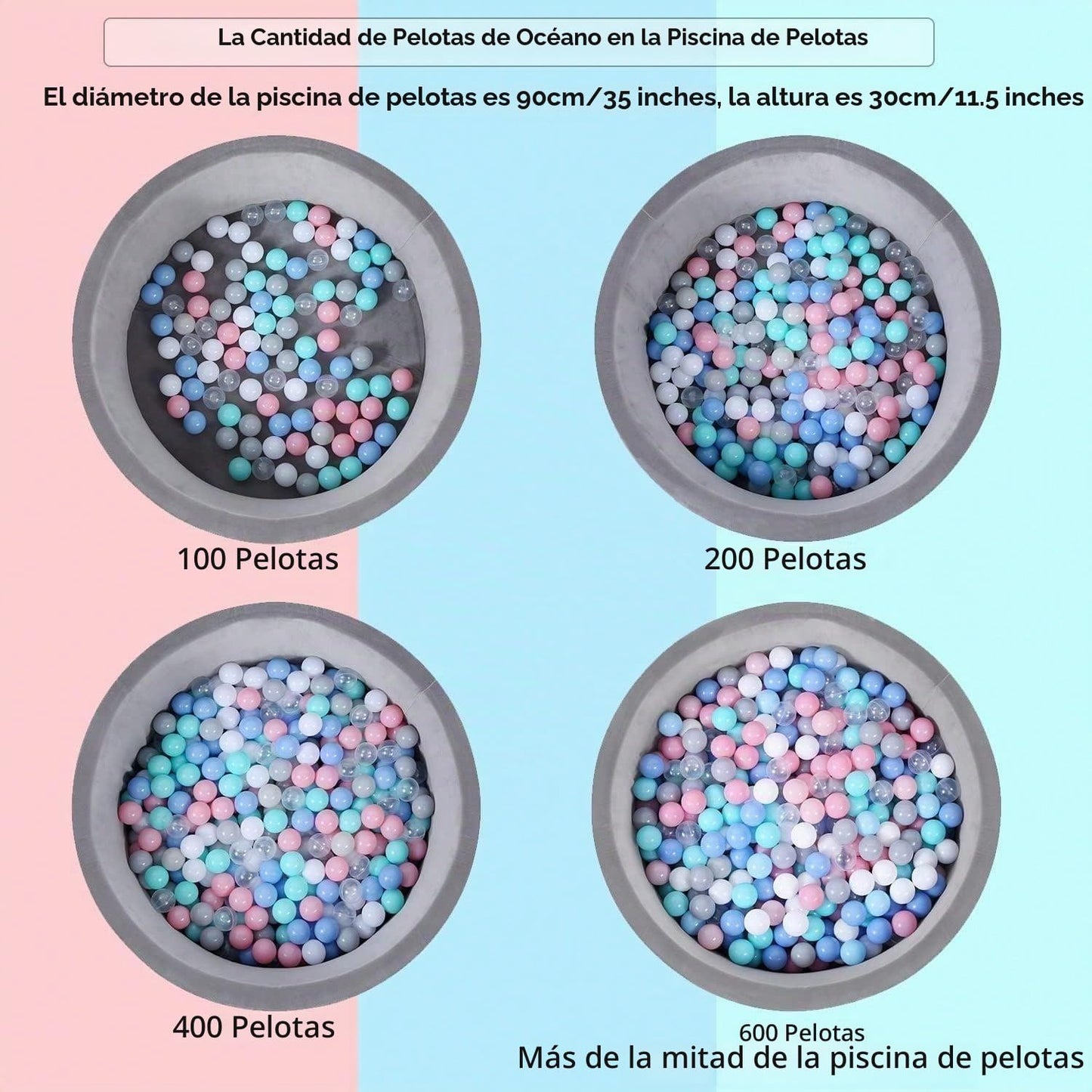 MoonxHome - Pelotas de plástico de colores pastel sin BPA, a prueba...