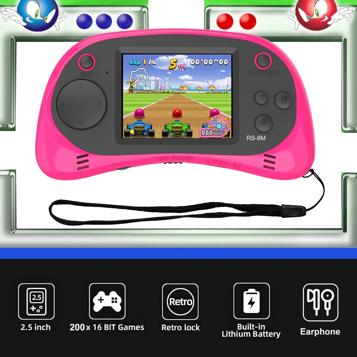 EASEGMER Juegos de Mano Portátiles para Niños de 16 Bits con 220 Ju...