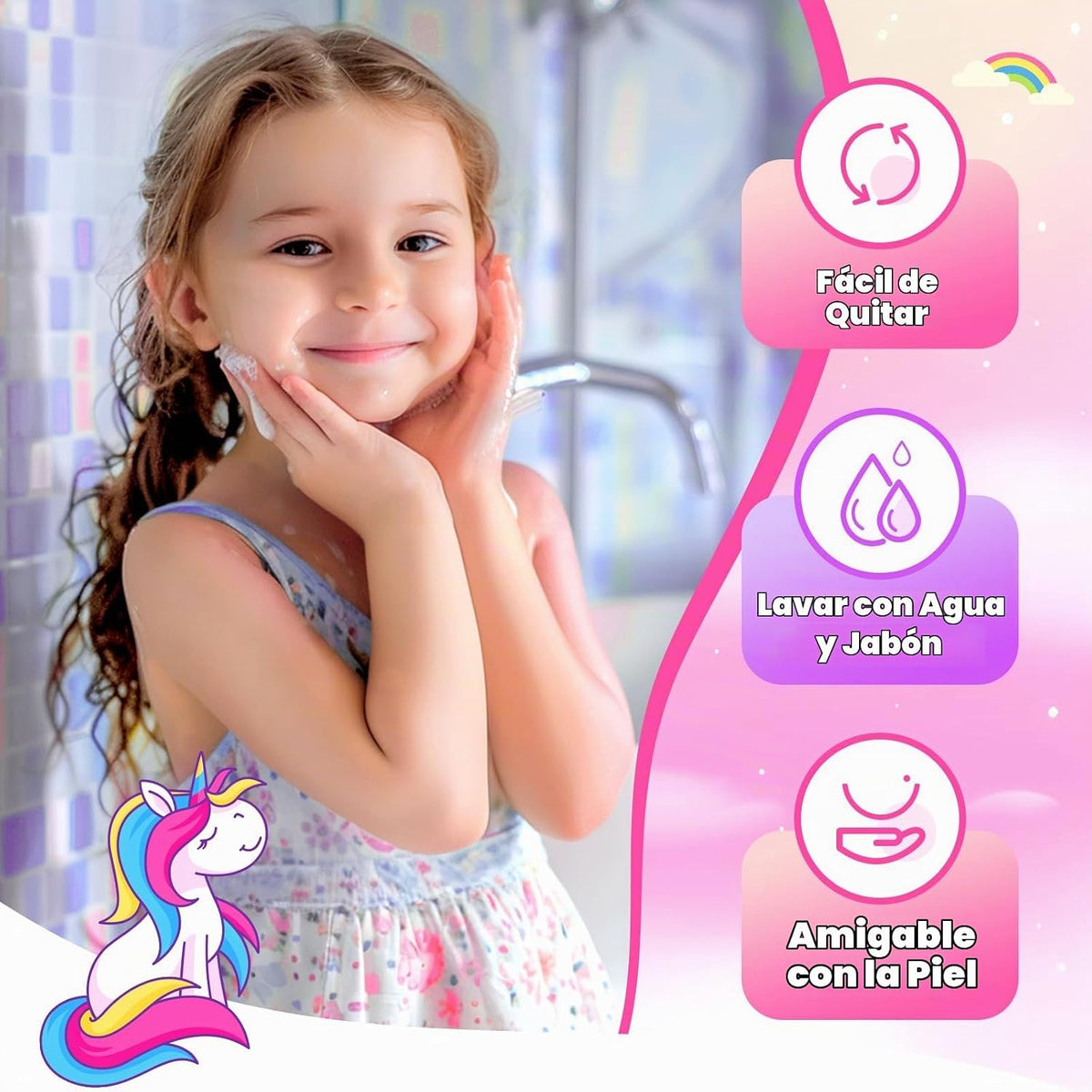 ULOVEME Kit de maquillaje lavable para niñas de 4 a 6 años con mone...