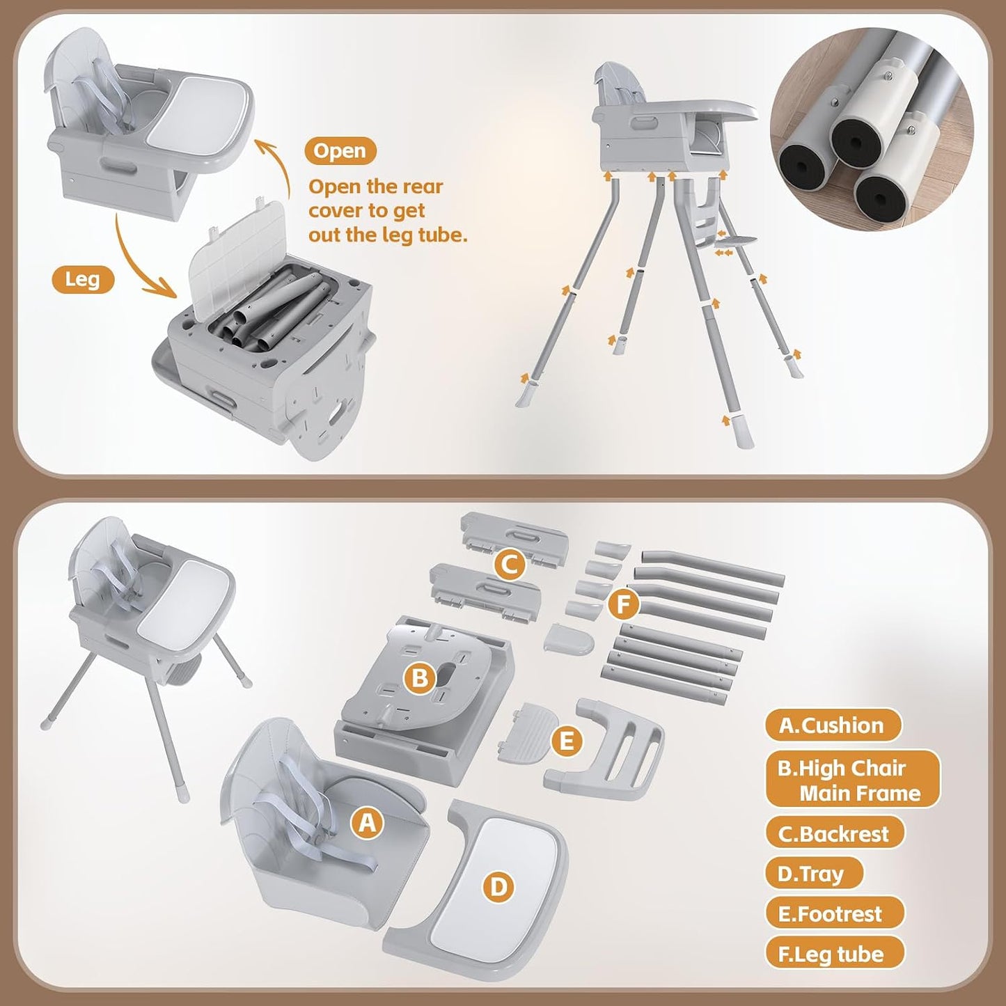 EverKiddo Silla alta para bebé a partir de 6 meses, sillas altas pl...