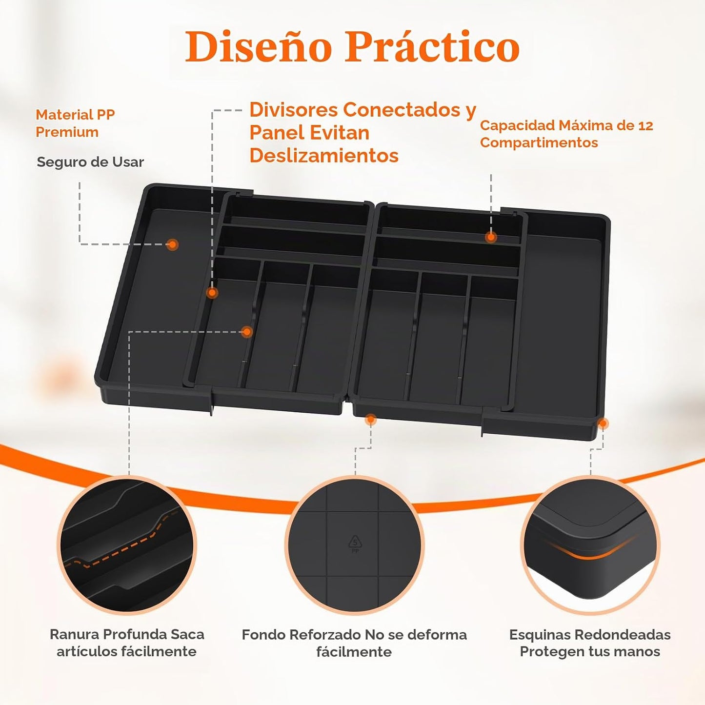 Lifewit Organizador Grande de Cajón para Cubiertos, Expandible de 1...