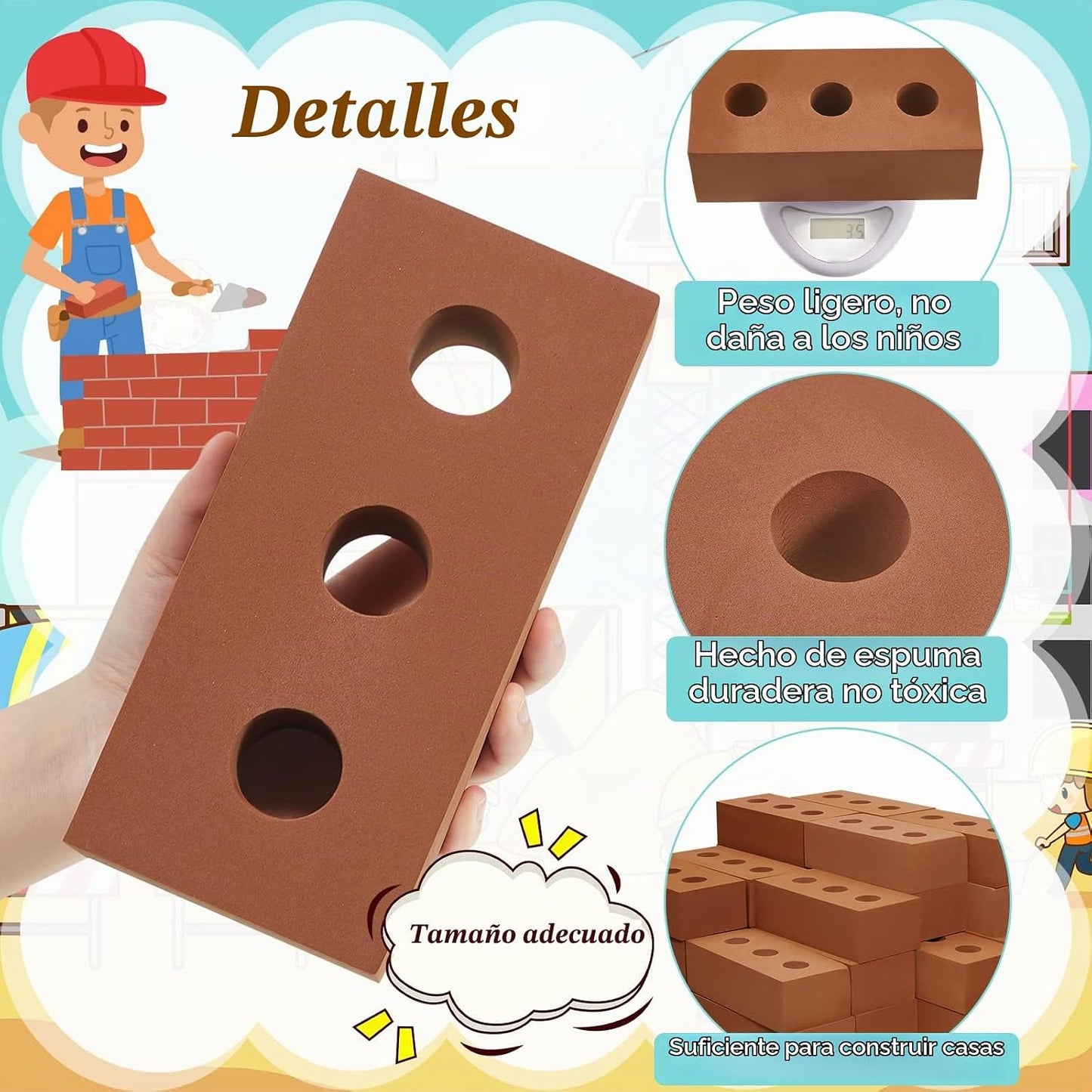 Deekin 10 Piezas Bloques de Construcción de Ladrillos de Espuma par...