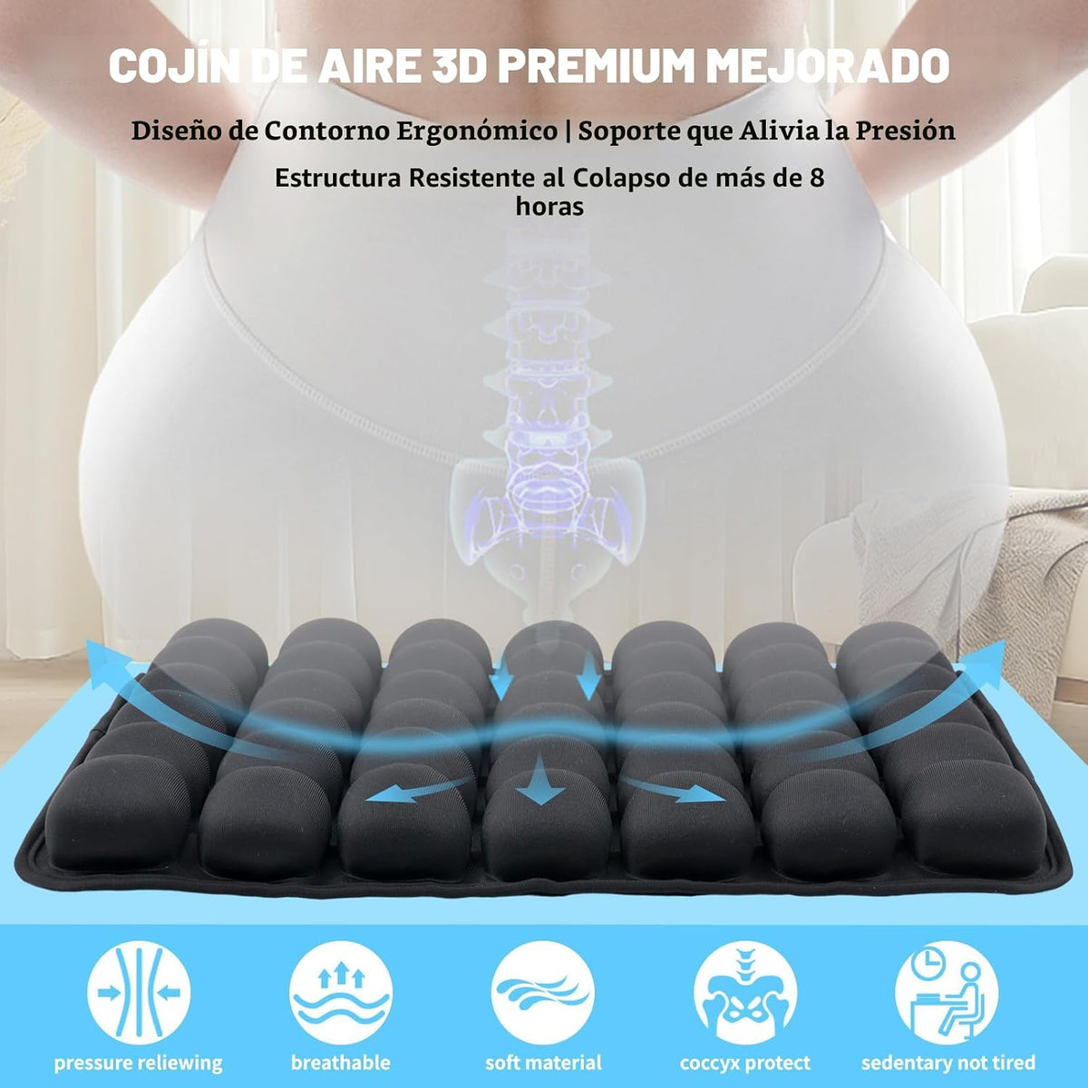 Vewxebo Sondor - Cojín de asiento de viaje para vuelos largos | Coj...