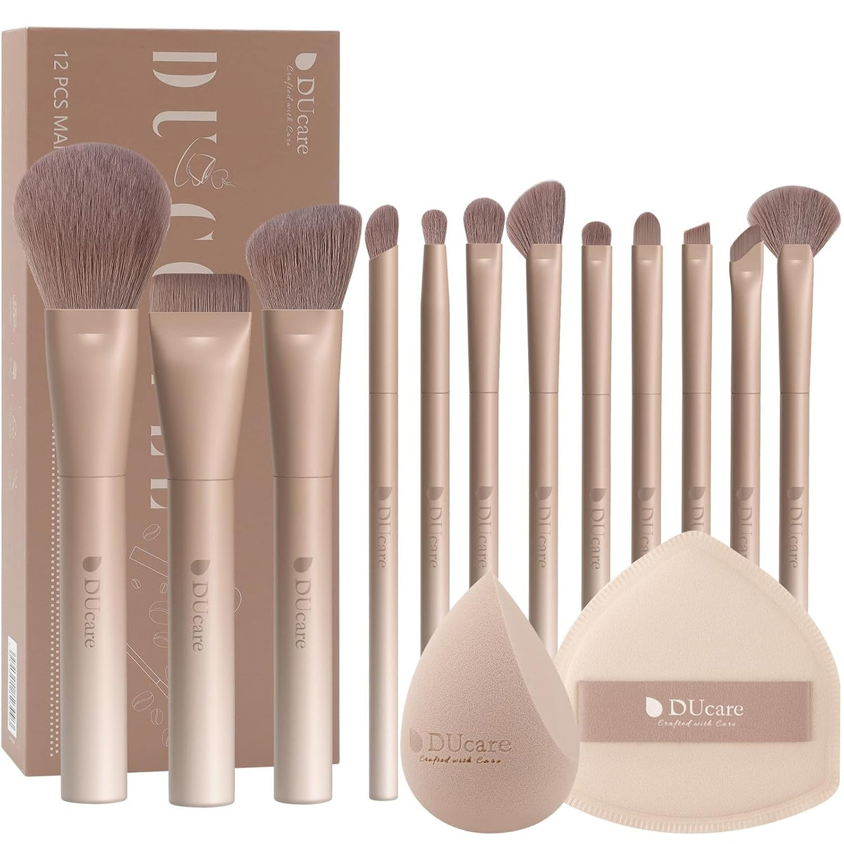 DUcare Juego de 14 brochas de maquillaje, 12 brochas de maquillaje...