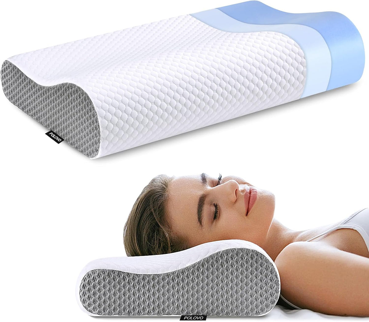 Almohada cervical de espuma viscoelástica para aliviar el dolor, al...