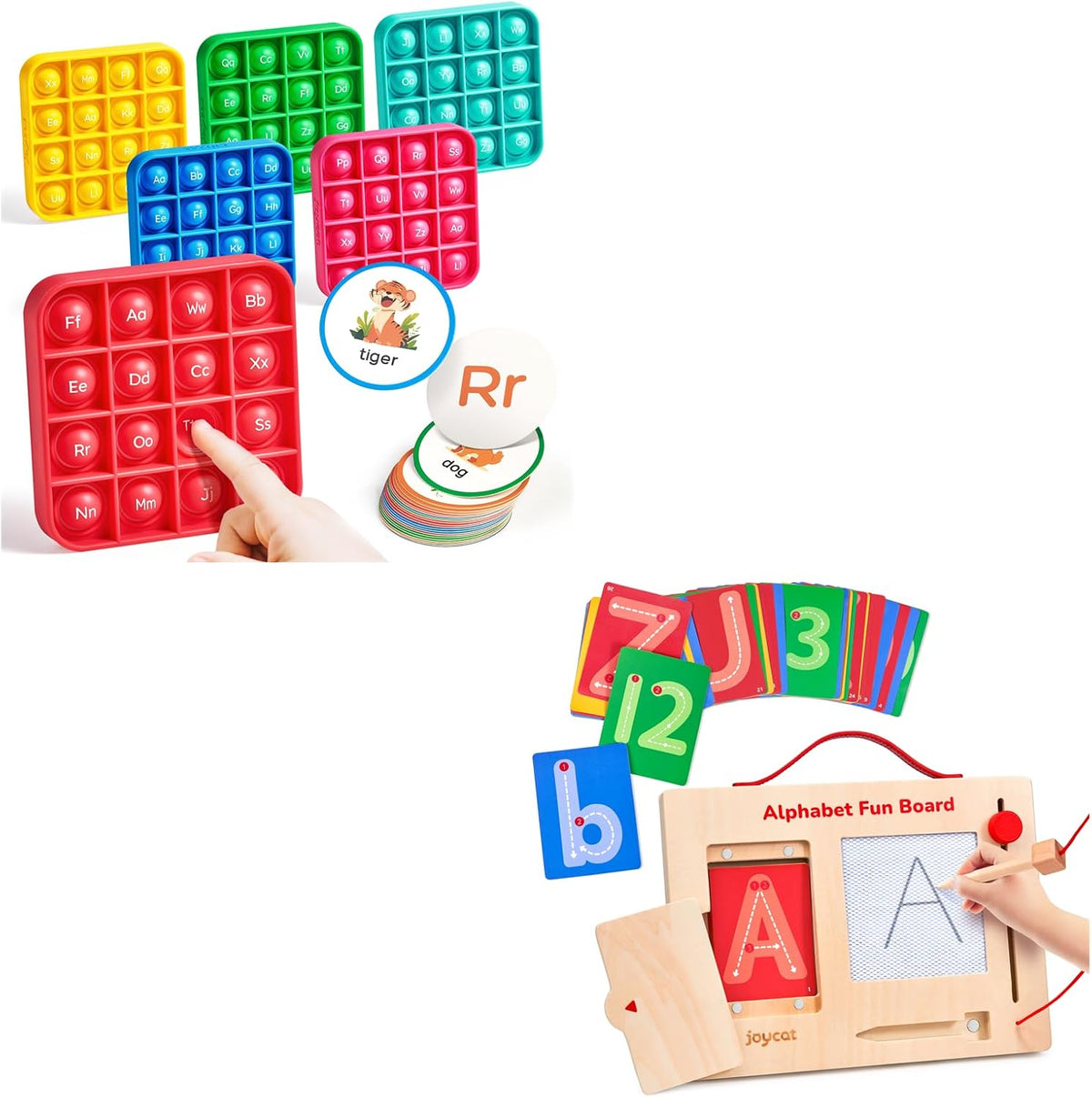 JoyCat Juego de bingo del alfabeto+tablero de seguimiento de letras...