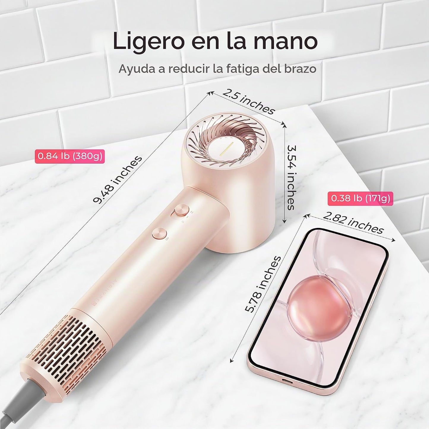TYMO Secador de pelo con difusor de alta velocidad 200M secador ión...