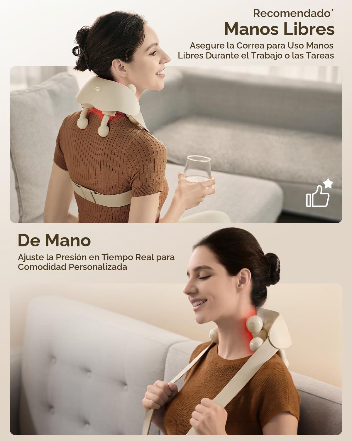SKG HS500 FSA - Masajeador de cuello inalámbrico con calor para ali...