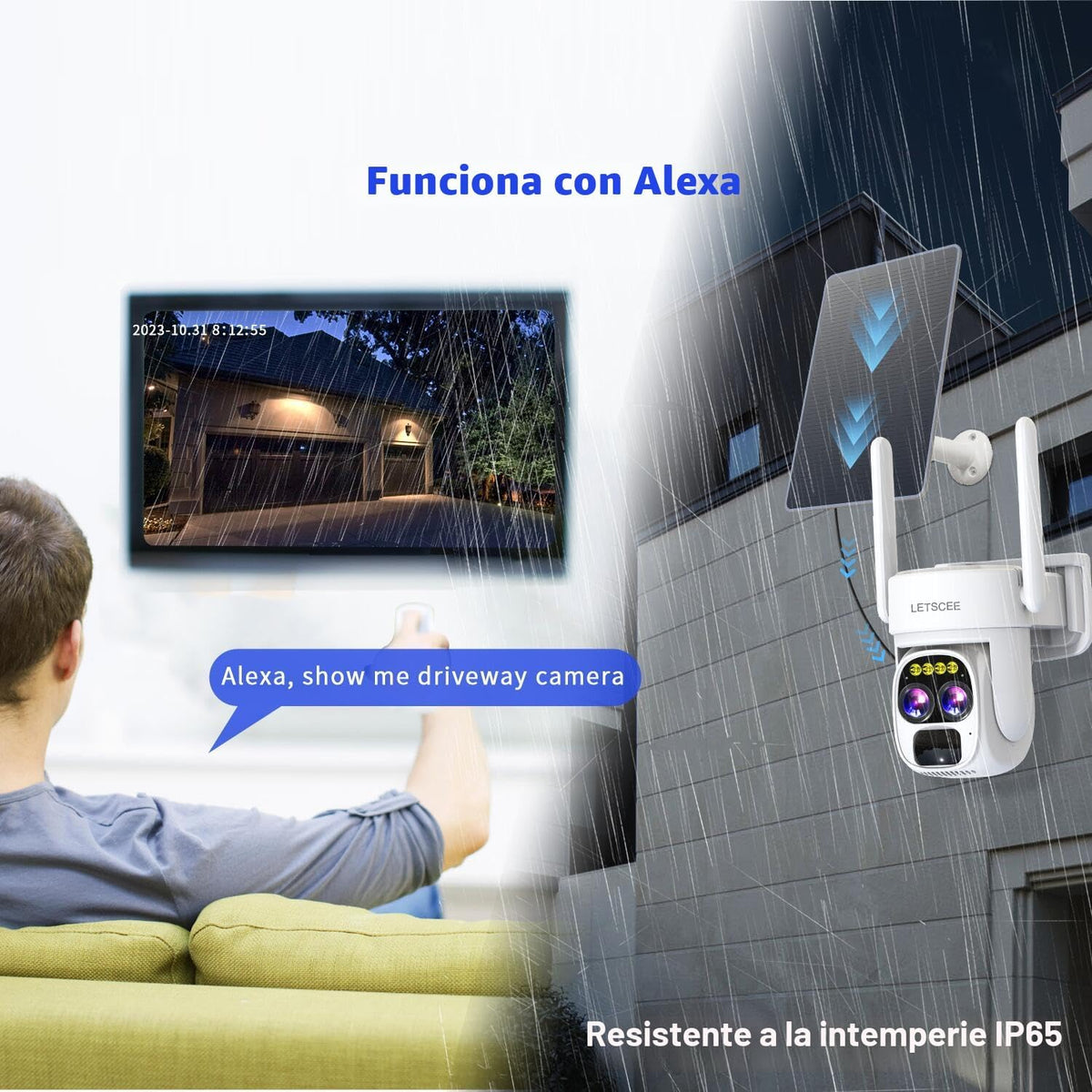 LETSCEE Cámaras de seguridad inalámbricas para exteriores con energ...