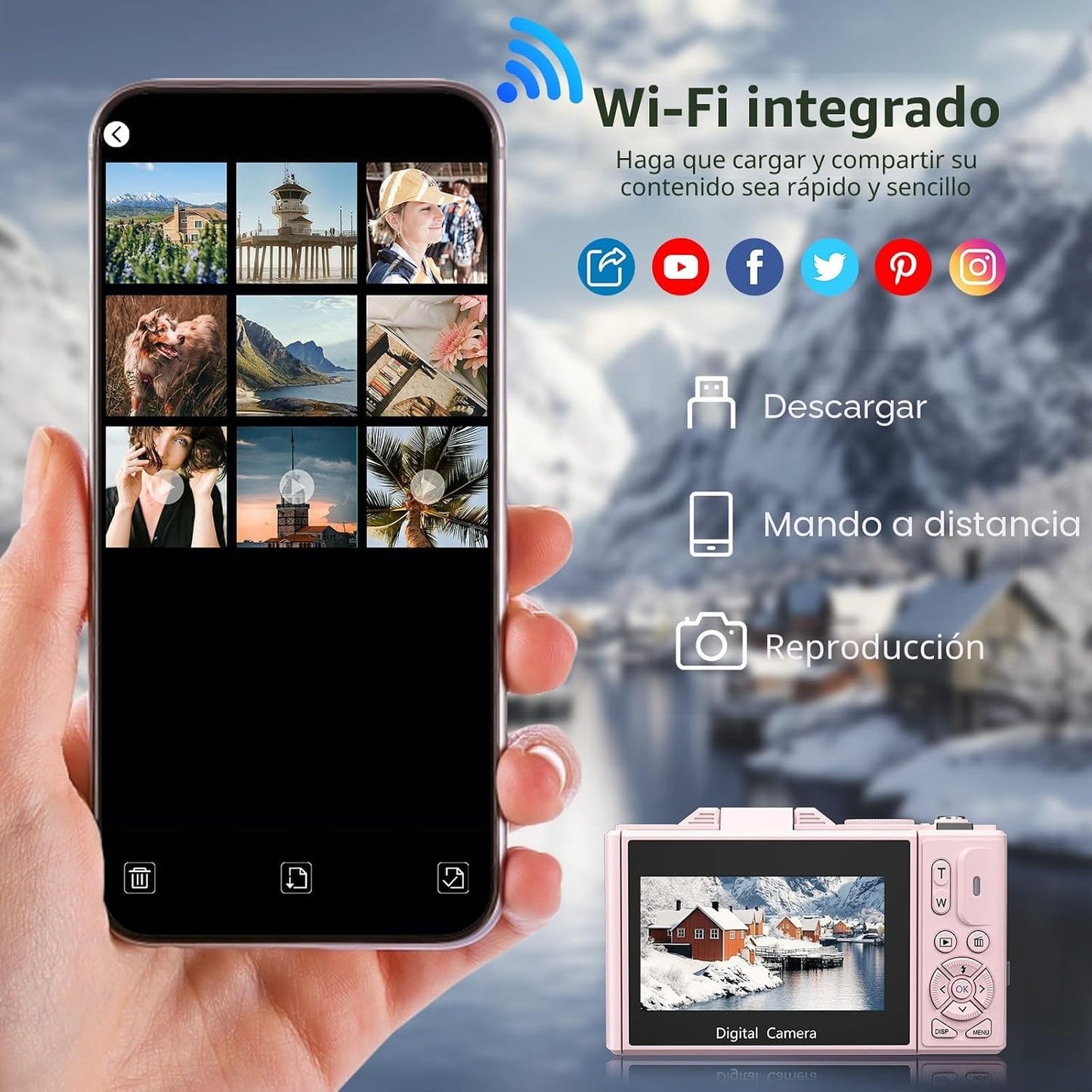 VJIANGER Cámara digital 4K, cámara de vlogging con pantalla abatibl...