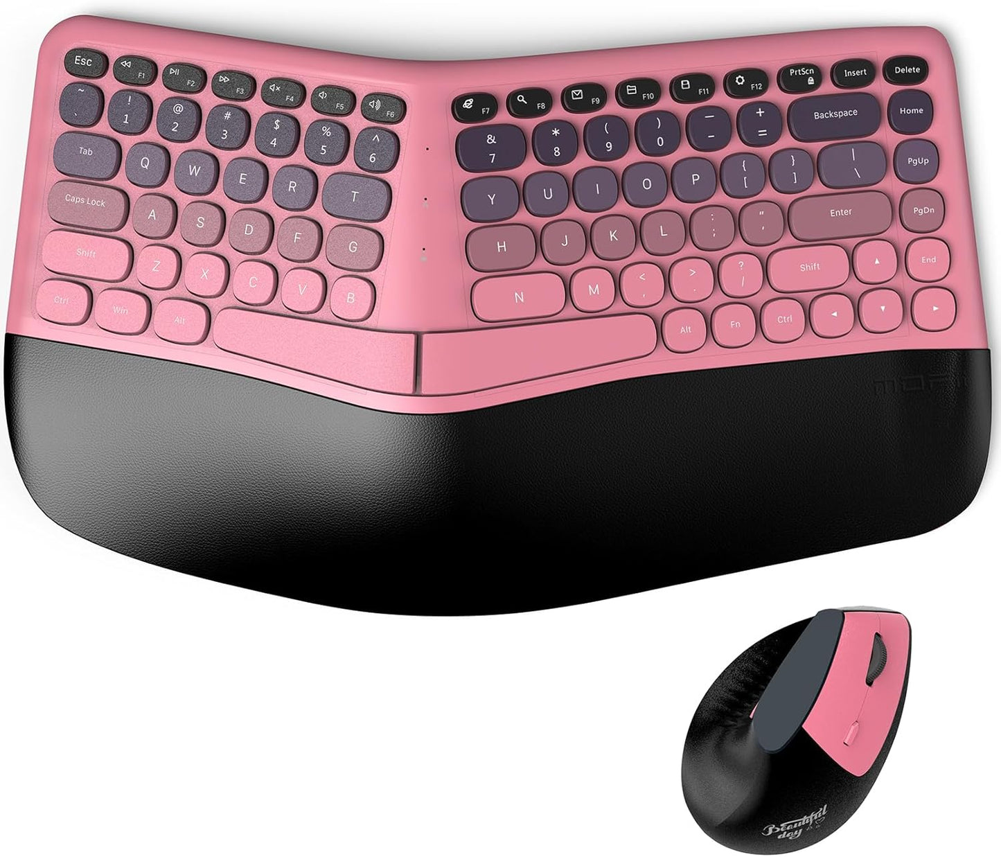 MOFII Combo de teclado y mouse ergonómicos inalámbricos, teclado cu...