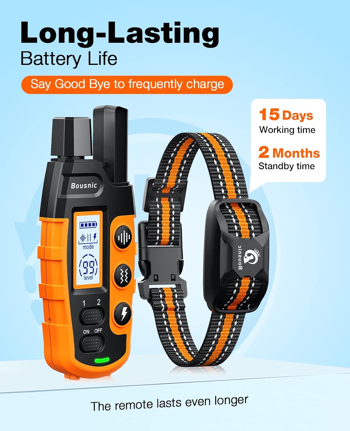 Bousnic Collar de choque para perro, collar de entrenamiento para p...