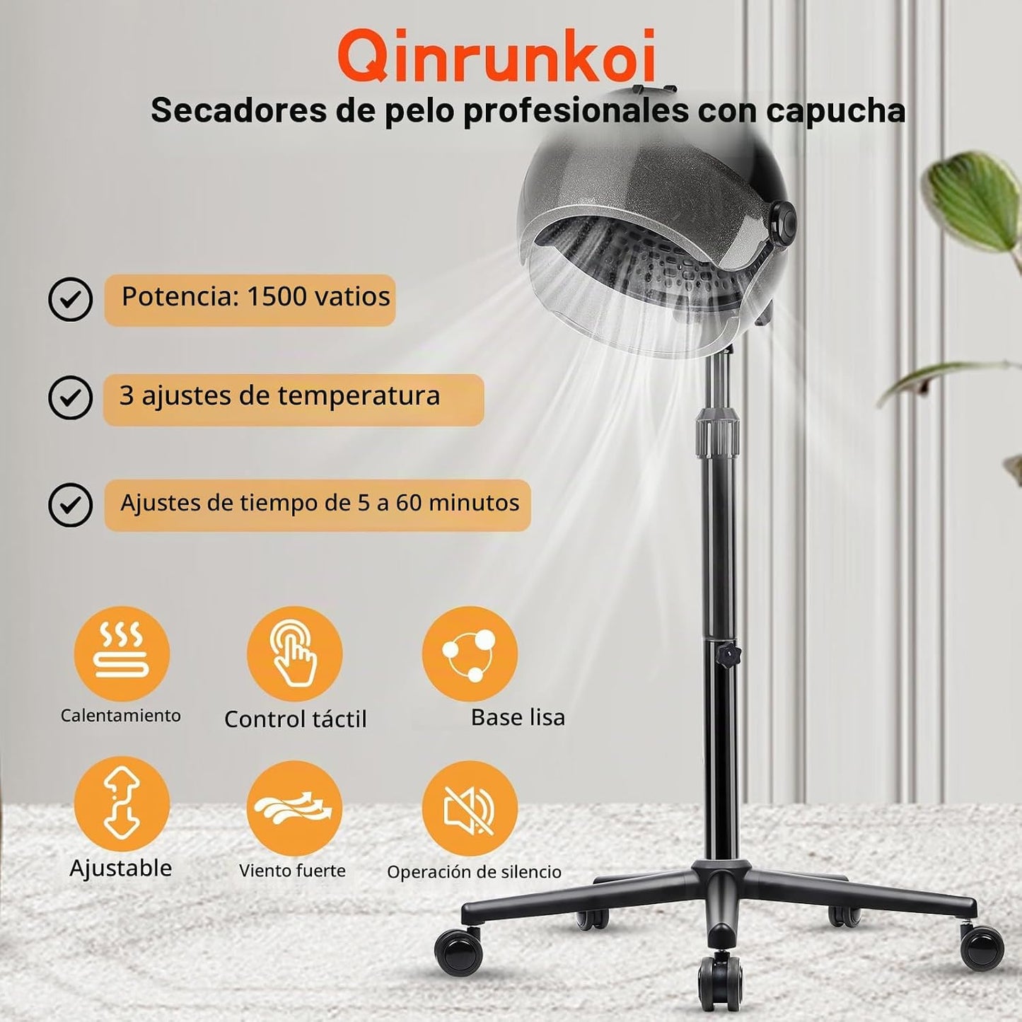 Secador de pelo con capucha, secador de pelo de pie sobre ruedas, s...