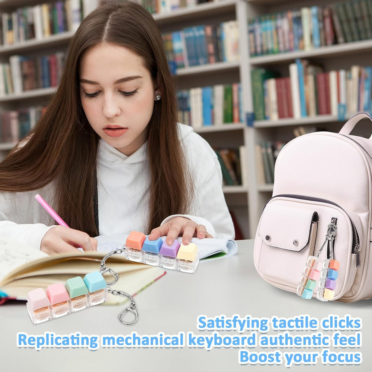 Juguete sensorial de teclado con clicker, 2 piezas, llavero de clic...