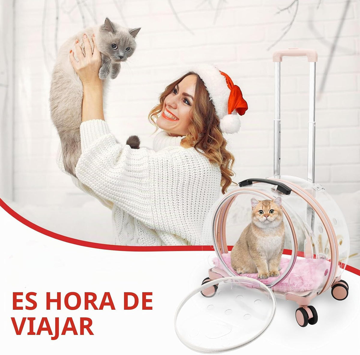 Transportador de gatos duro transparente y totalmente transpirable...