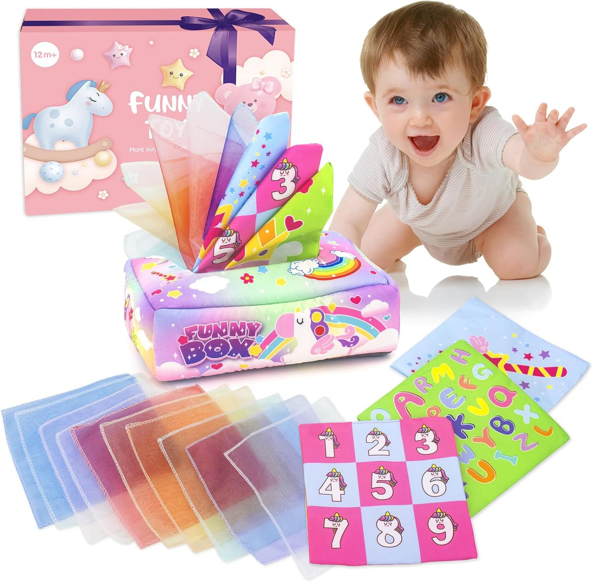 seveclotree - Caja de pañuelos para bebé, juguetes para bebés de 12...