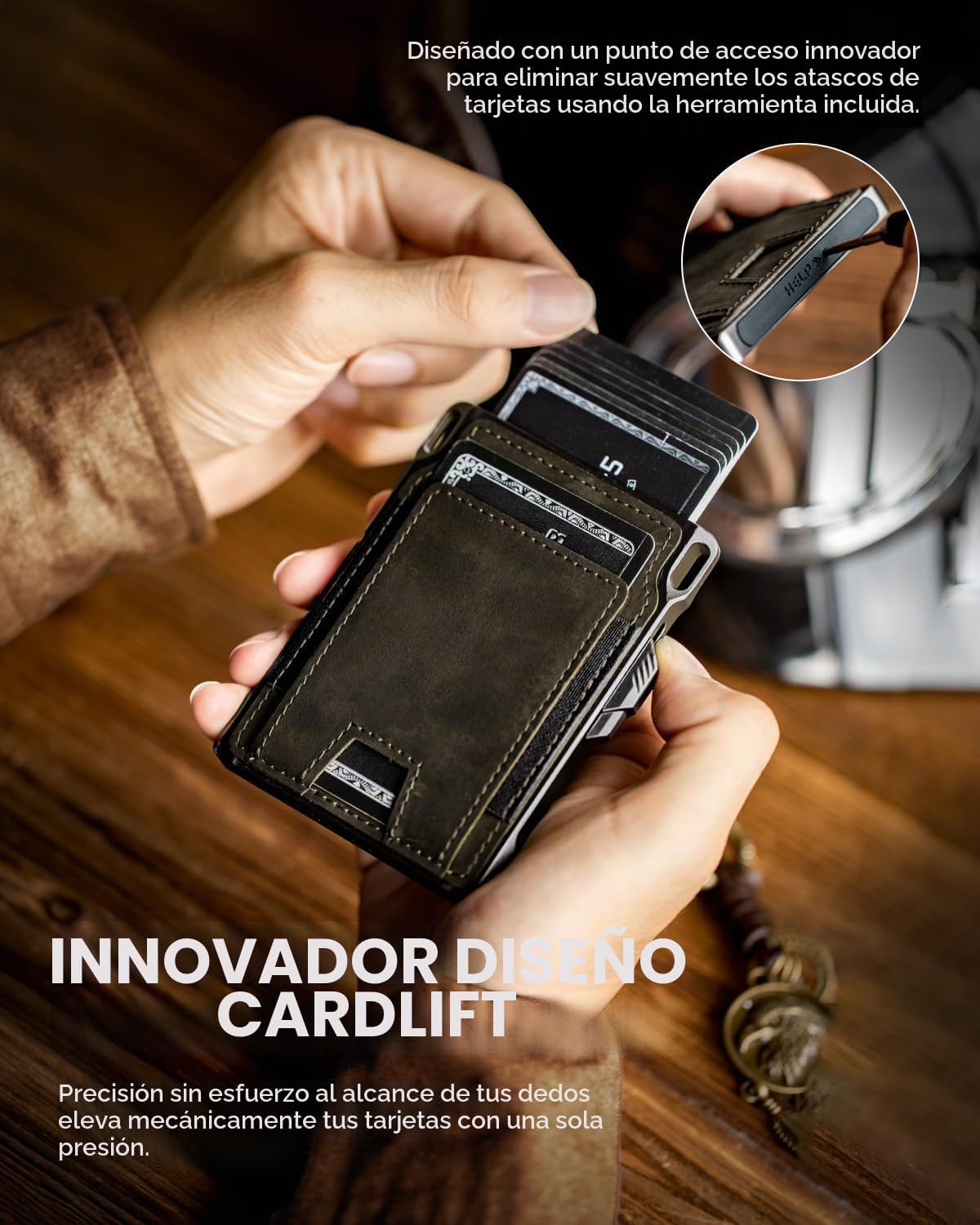 LORZOR Cartera táctica delgada, cartera minimalista para hombres, c...