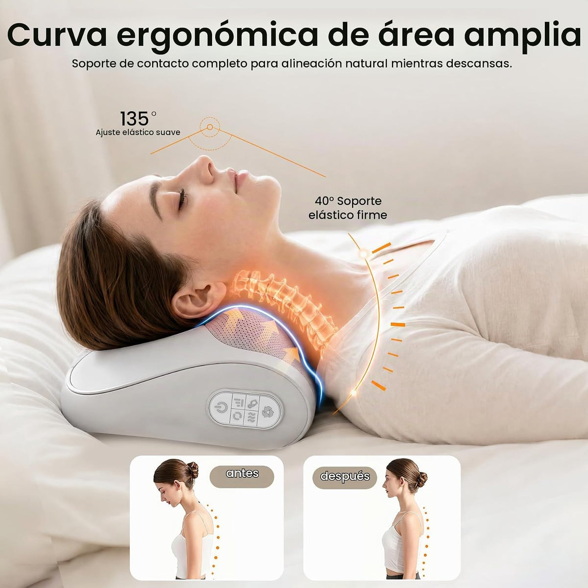Masajeador multifuncional de cuello y espalda con calor, almohada m...