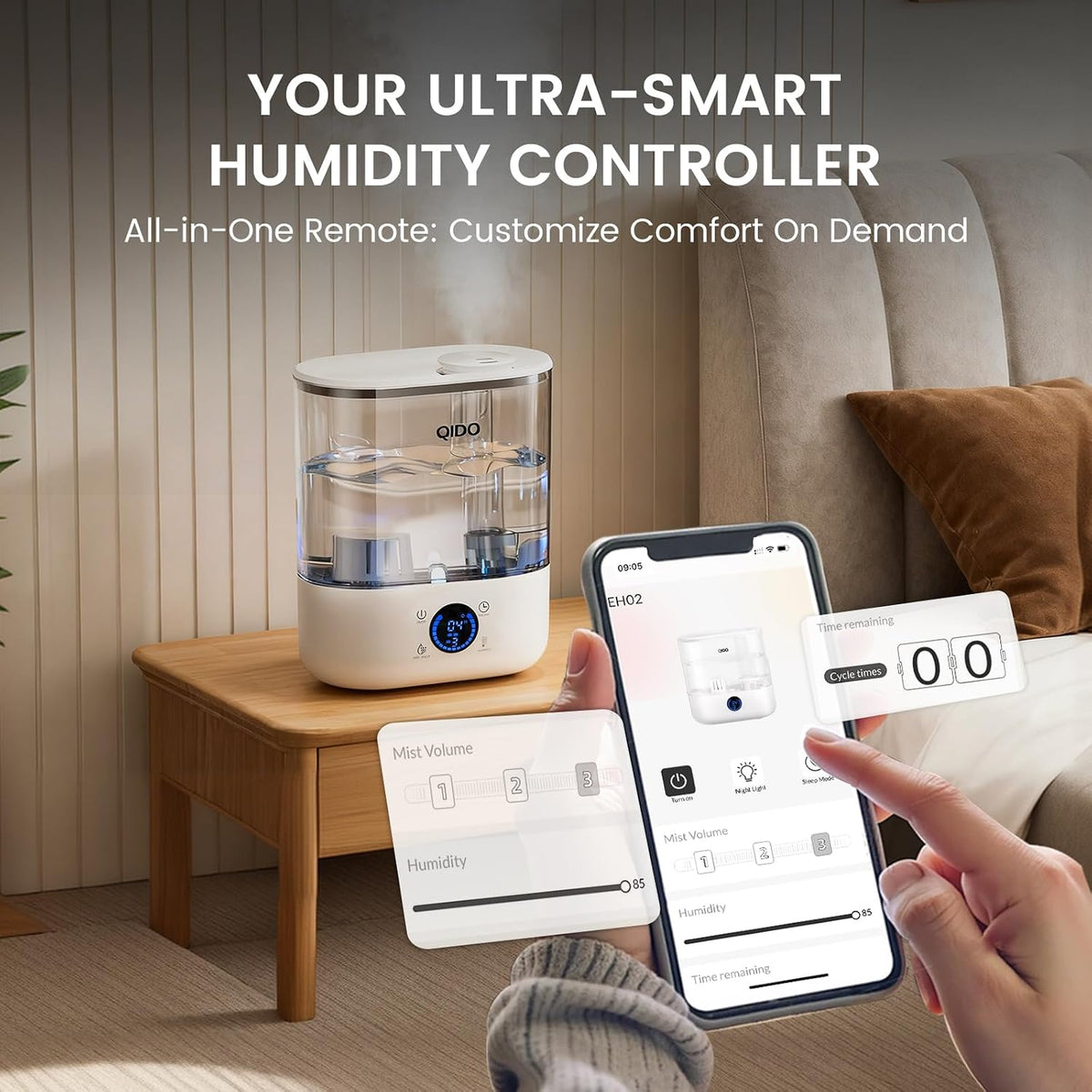 COMHOMA Humidificadores de llenado superior para dormitorio, tanque...