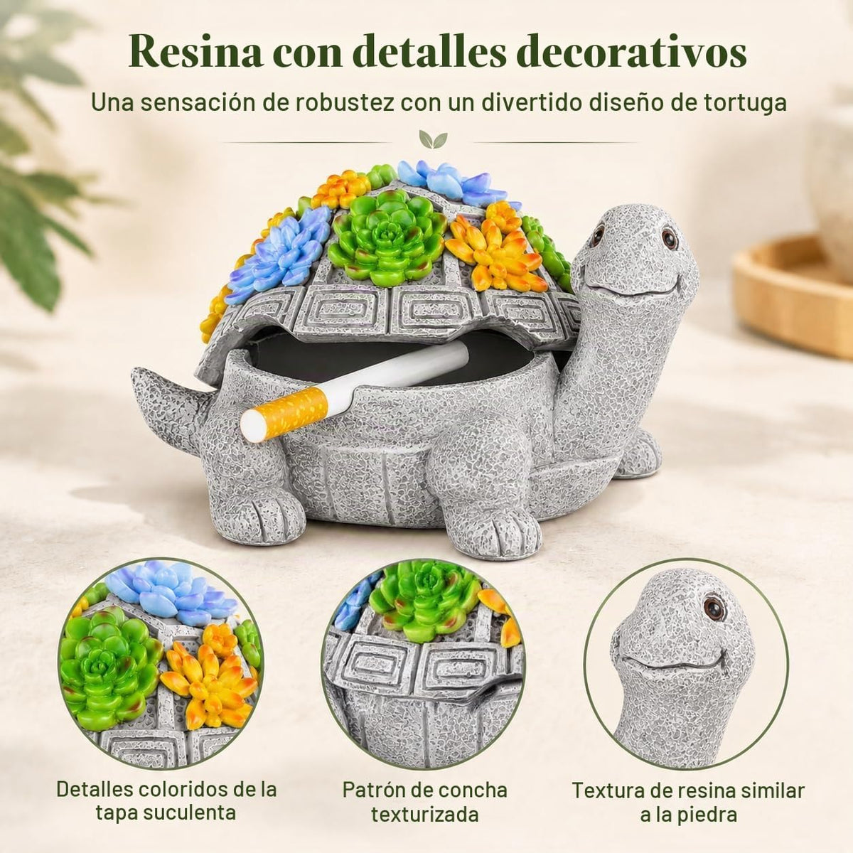 LESES Cenicero, cenicero al aire libre con tapa, sin humo, impermea...
