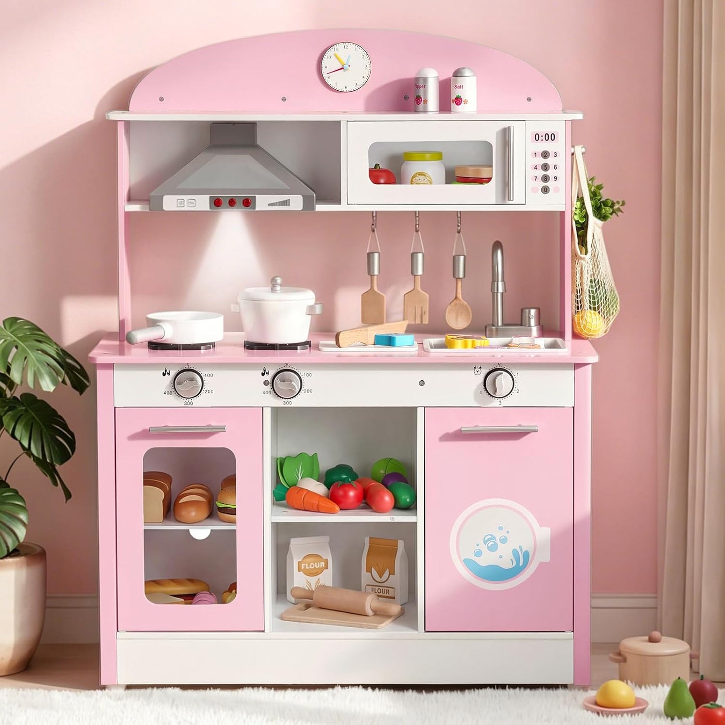 VEVOR Juego de cocina para niños, de madera, juego de cocina para n...