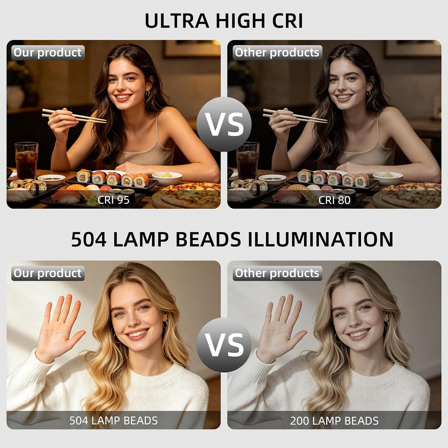 Luz esteticista con cuatro brazos flexibles, kit de iluminación LED...