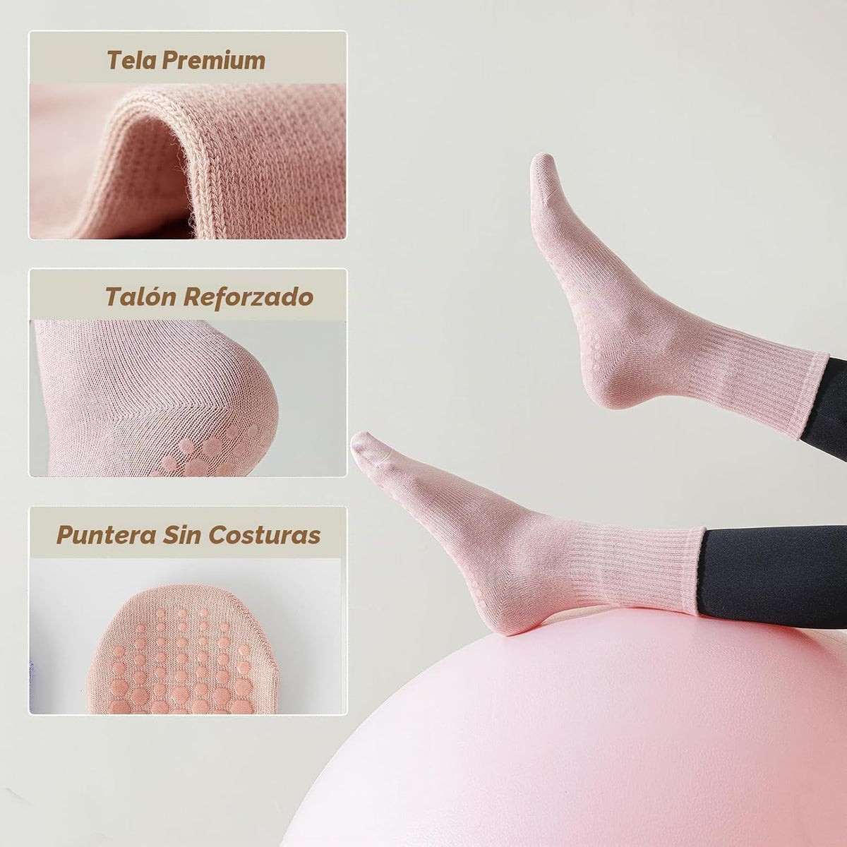 BONANGEL Calcetines de pilates con agarre para mujer, 3 pares de ca...