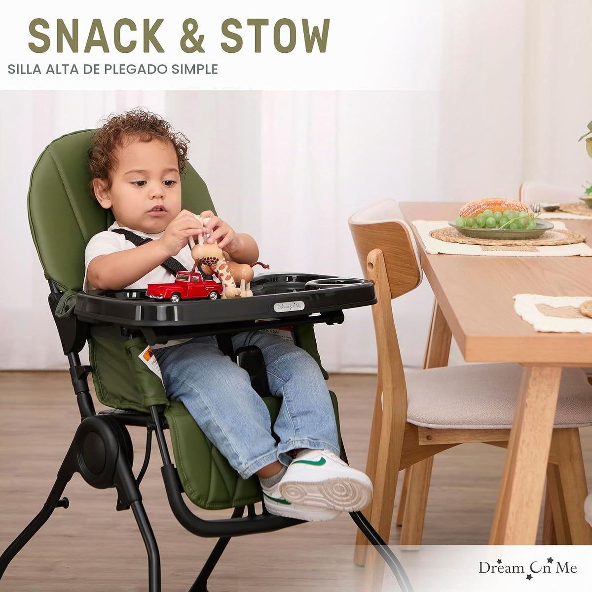 Dream On Me Trona Snack y Stow | Silla de alimentación ajustable co...